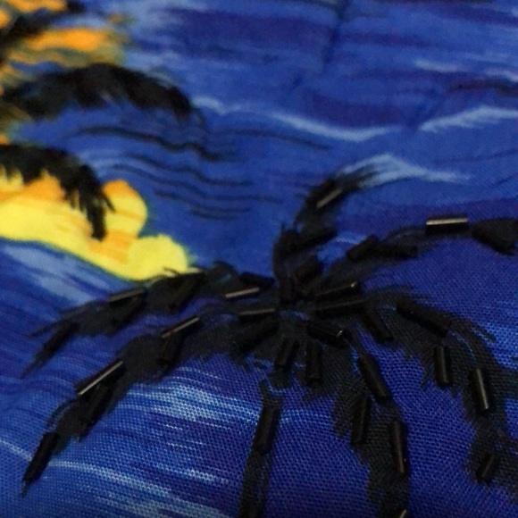 Bahama/Barbados Cloth Bag with Bamboo Handles-15x10-Blue/Black/Orange-EUC - Picture 6 of 13